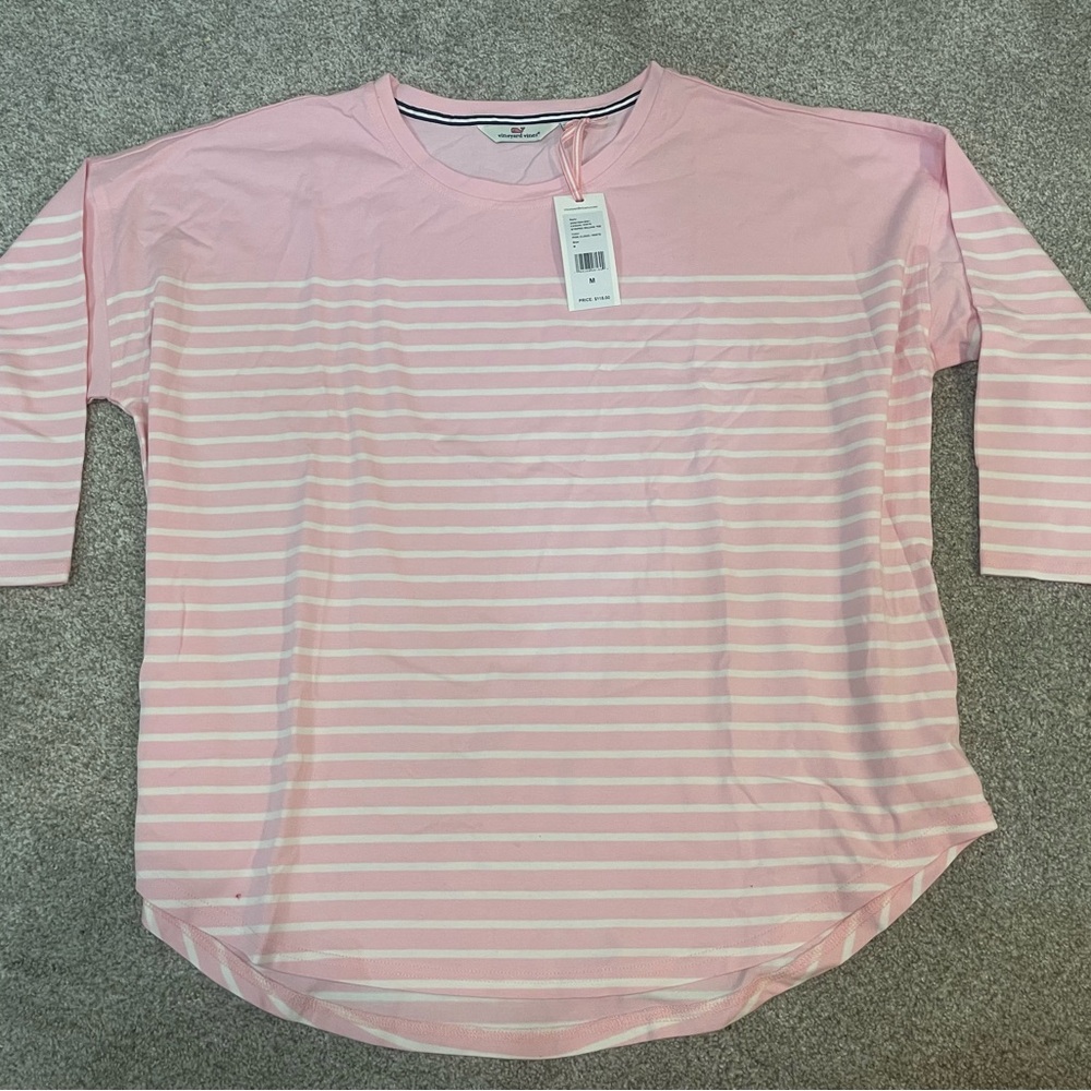 Vineyard Vines Pink and White Striped Tee